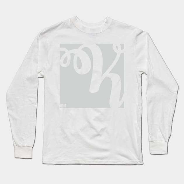 Letter K Elegant Cursive Calligraphy Initial Monogram Long Sleeve T-Shirt by porcodiseno